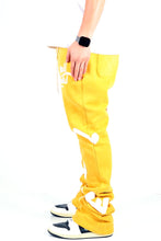 Load image into Gallery viewer, DAFFORD Heavy weight brushed graphic skinny flare stacked pants
