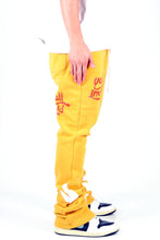 Load image into Gallery viewer, DAFFORD Heavy weight brushed graphic skinny flare stacked pants
