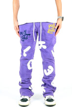Load image into Gallery viewer, MADRI Heavy weight brushed graphic skinny flare stacked pants
