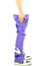 Load image into Gallery viewer, MADRI Heavy weight brushed graphic skinny flare stacked pants
