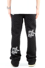 Load image into Gallery viewer, KUROI Waffle fleece graphic skinny flare stacked pants
