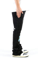 Load image into Gallery viewer, KUROI Waffle fleece graphic skinny flare stacked pants
