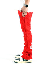 Load image into Gallery viewer, ROJO Waffle fleece graphic skinny flare stacked pants
