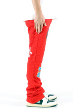 Load image into Gallery viewer, ROJO Waffle fleece graphic skinny flare stacked pants

