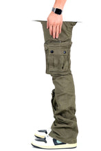 Load image into Gallery viewer, Rapto Men's premium twill olive cargo stacked pants.
