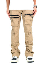 Load image into Gallery viewer, VENGE Men's premium twill khaki stacked cargo pants.
