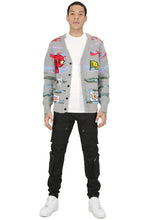 Load image into Gallery viewer, DOUGAL Men's premium sweater cardigan with embroidery &amp; patches
