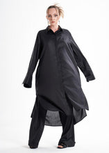 Load image into Gallery viewer, Lightweight And Breathable Deep Black Set With Maxi Button Down And Palazzo Pants
