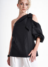 Load image into Gallery viewer, Amuri One Shoulder Black Premium Poplin Blouse
