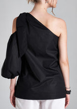 Load image into Gallery viewer, Amuri One Shoulder Black Premium Poplin Blouse
