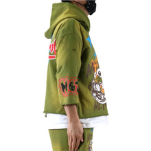 Load image into Gallery viewer, GARNIO French Terry 3/4 Sleeve Crop Top Pullover Hoodie
