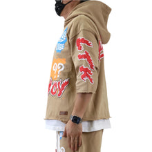 Load image into Gallery viewer, TRENT French Terry 3/4 Sleeve Crop Top Pullover Hoodie
