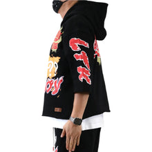 Load image into Gallery viewer, TROY French Terry 3/4 Sleeve Crop Top Pullover Hoodie
