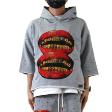 Load image into Gallery viewer, PETTI French Terry 3/4 Sleeve Crop Top Pullover Hoodie
