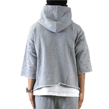 Load image into Gallery viewer, PETTI French Terry 3/4 Sleeve Crop Top Pullover Hoodie
