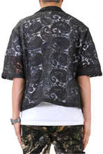Load image into Gallery viewer, ELUX Paisley Mesh Crop Top Short Sleeve Buttondown Shirt
