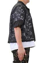Load image into Gallery viewer, ELUX Paisley Mesh Crop Top Short Sleeve Buttondown Shirt
