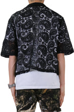 Load image into Gallery viewer, HELWIT Paisley Mesh Crop Top Short Sleeve Buttondown Shirt
