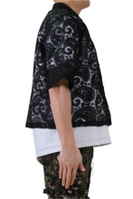 Load image into Gallery viewer, HELWIT Paisley Mesh Crop Top Short Sleeve Buttondown Shirt
