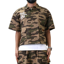 Load image into Gallery viewer, KILO Fine Ripstop Twill Boxy Cut Crop Top Short sleeve Buttondown Shirt
