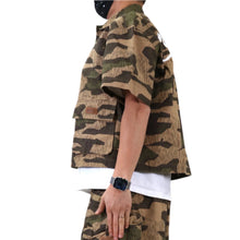 Load image into Gallery viewer, KILO Fine Ripstop Twill Boxy Cut Crop Top Short sleeve Buttondown Shirt

