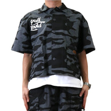 Load image into Gallery viewer, NOIS Fine Ripstop Twill Boxy Cut Crop Top Short sleeve Buttondown Shirt
