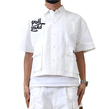 Load image into Gallery viewer, Revol Fine Nylon Twill Boxy Cut Crop Top Short sleeve Buttondown Shirt
