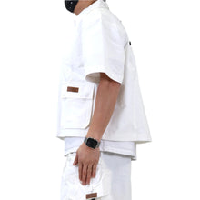 Load image into Gallery viewer, Revol Fine Nylon Twill Boxy Cut Crop Top Short sleeve Buttondown Shirt
