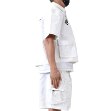 Load image into Gallery viewer, Revol Fine Nylon Twill Boxy Cut Crop Top Short sleeve Buttondown Shirt
