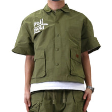 Load image into Gallery viewer, Vont Fine Nylon Twill Boxy Cut Crop Top Short sleeve Buttondown Shirt
