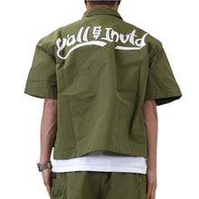 Load image into Gallery viewer, Vont Fine Nylon Twill Boxy Cut Crop Top Short sleeve Buttondown Shirt
