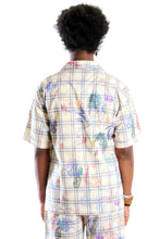 Load image into Gallery viewer, Nirve L.T.K. Men's premium Short Sleeve Plaid button down shirt with hand sketch drawing pop art
