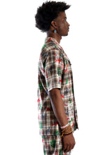 Load image into Gallery viewer, Monarch L.T.K. Men's premium Short Sleeve Plaid button down shirt with hand sketch drawing pop art
