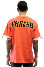 Load image into Gallery viewer, TESS Men's graphic print with cut&amp;sew orange cotton short sleeve tee
