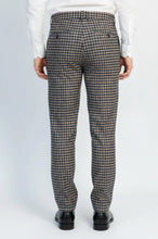 Load image into Gallery viewer, Navy Beige Checkered Fabric Trousers – Wessi
