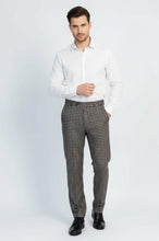 Load image into Gallery viewer, Navy Beige Checkered Fabric Trousers – Wessi
