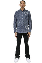 Load image into Gallery viewer, Fumo Men's ripped &amp; repaired button down shirt
