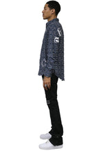 Load image into Gallery viewer, Fumo Men's ripped &amp; repaired button down shirt
