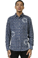 Load image into Gallery viewer, Fumo Men's ripped &amp; repaired button down shirt
