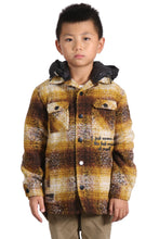 Load image into Gallery viewer, BENIT Kid's Oversize Flannel outer shirket with detachable padded cire hood
