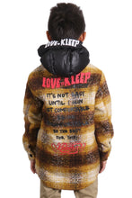 Load image into Gallery viewer, BENIT Kid's Oversize Flannel outer shirket with detachable padded cire hood
