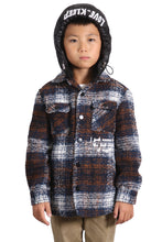 Load image into Gallery viewer, REYNA Kid's Oversize Flannel outer shirket with detachable padded cire hood
