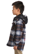 Load image into Gallery viewer, REYNA Kid's Oversize Flannel outer shirket with detachable padded cire hood
