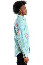 Load image into Gallery viewer, Citron Men's ripped &amp; repaired button down shirt
