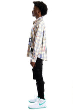 Load image into Gallery viewer, Nirve L.T.K. Men's premium Long Sleeve Plaid button down shirt with hand sketch drawing pop art
