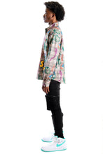 Load image into Gallery viewer, Willie L.T.K. Men's premium Long Sleeve Plaid button down shirt with hand sketch drawing pop art
