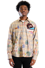 Load image into Gallery viewer, Maxis L.T.K. Men's premium Long Sleeve Plaid button down shirt with hand sketch drawing pop art
