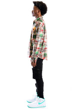 Load image into Gallery viewer, Monarch L.T.K. Men's premium Long Sleeve Plaid button down shirt with hand sketch drawing pop art
