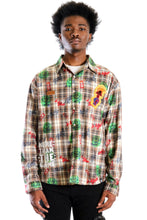 Load image into Gallery viewer, Monarch L.T.K. Men's premium Long Sleeve Plaid button down shirt with hand sketch drawing pop art
