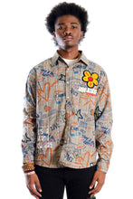 Load image into Gallery viewer, Velo L.T.K. Men's premium Long Sleeve Plaid button down shirt with hand sketch drawing pop art
